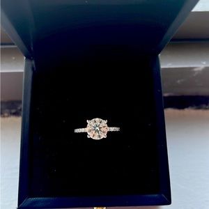 3.0 ct moissanite stone silver ring with certificate